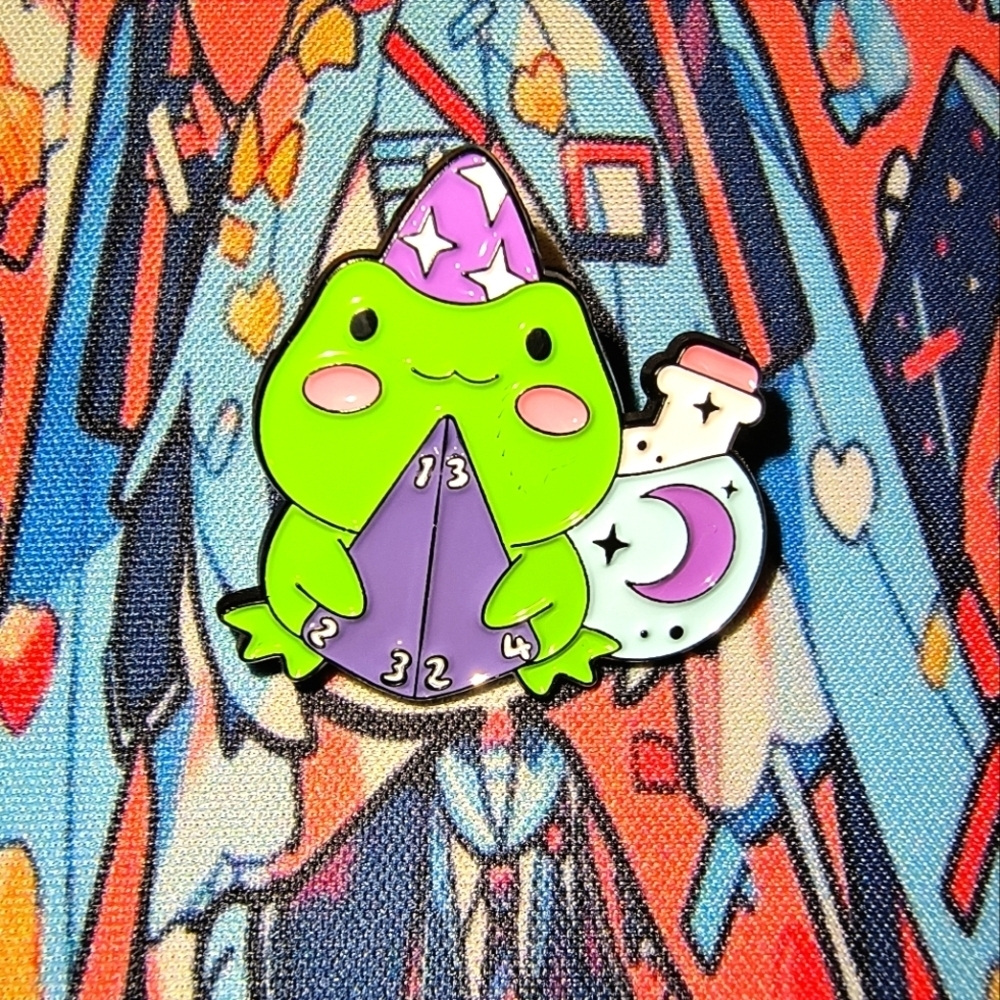 Women’s Accessories Unique Wizard Witch Frog Enamel Pin - Green and Purple